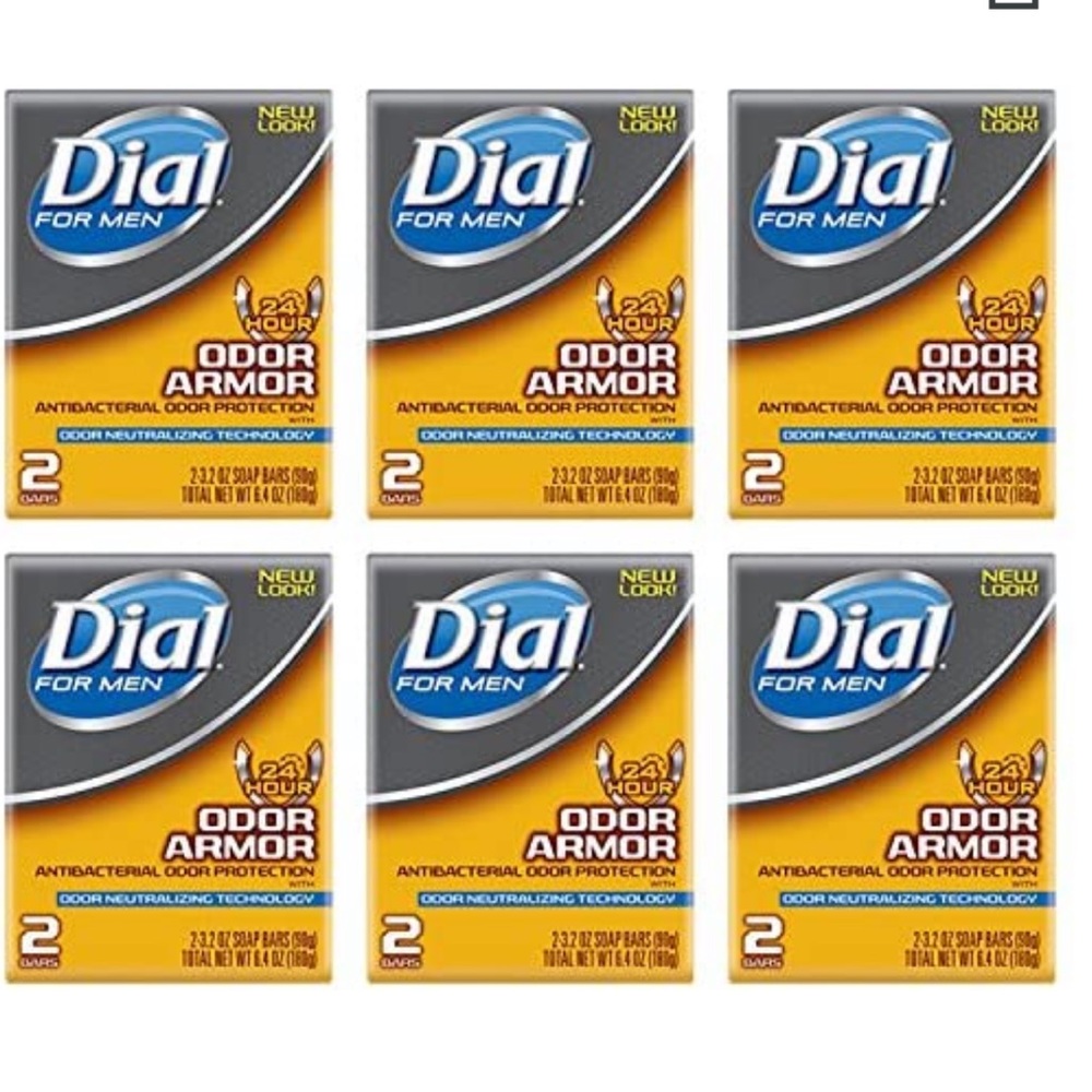 6 x Dial For Men Odor Armor 24 Hr Odor Control Soap total 12